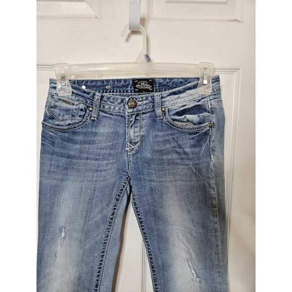 Rebock For Express Distressed Boot Hip Hop Bootcut Jeans Womens 4Rx32 - Picture 2 of 11